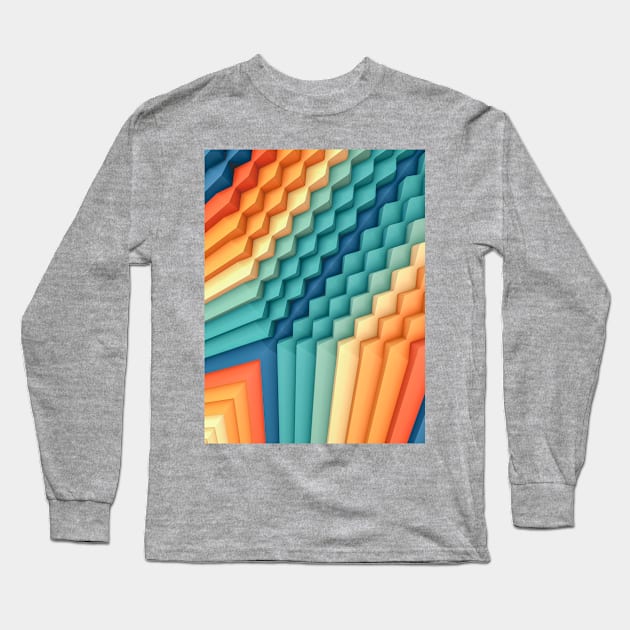 Exponential Edges Red, Blue and Orange Geometric Abstract Artwork Long Sleeve T-Shirt by love-fi